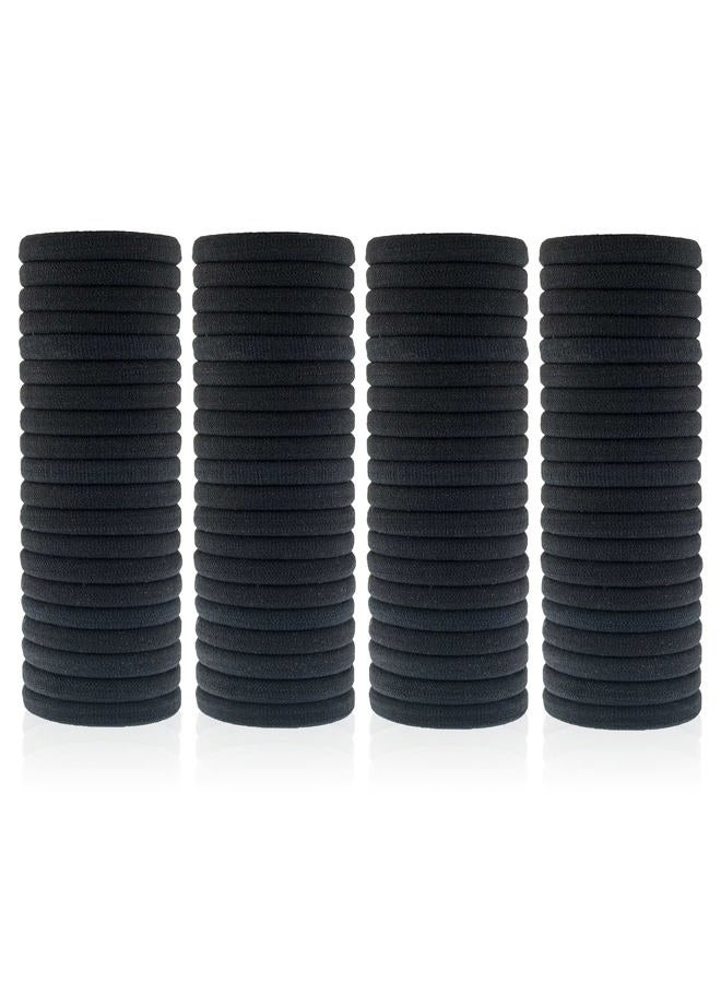 PIDOUDOU 100 Pack Seamless Hair Ties for Women Girls Ponytail Holders for Thick Hair (Black) - Image 1