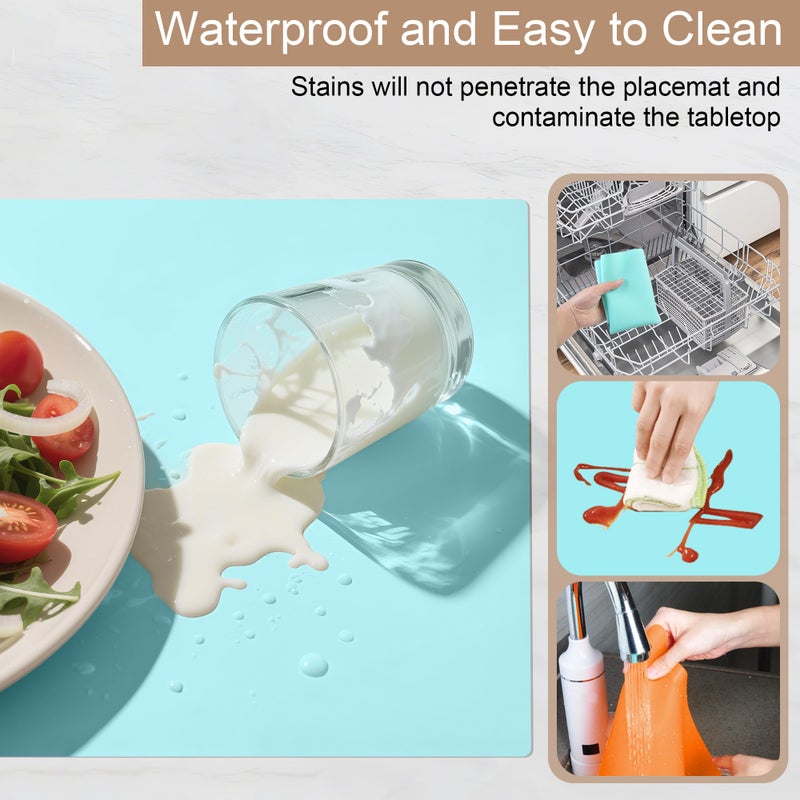 KindGa Placemats for Kids, Silicone Placemat for Dining Kitchen Table, Waterproof Dining Mat for Kids Baby Toddler, Reusable, Easy to Clean (5 Pack) Multicolor - Image 3
