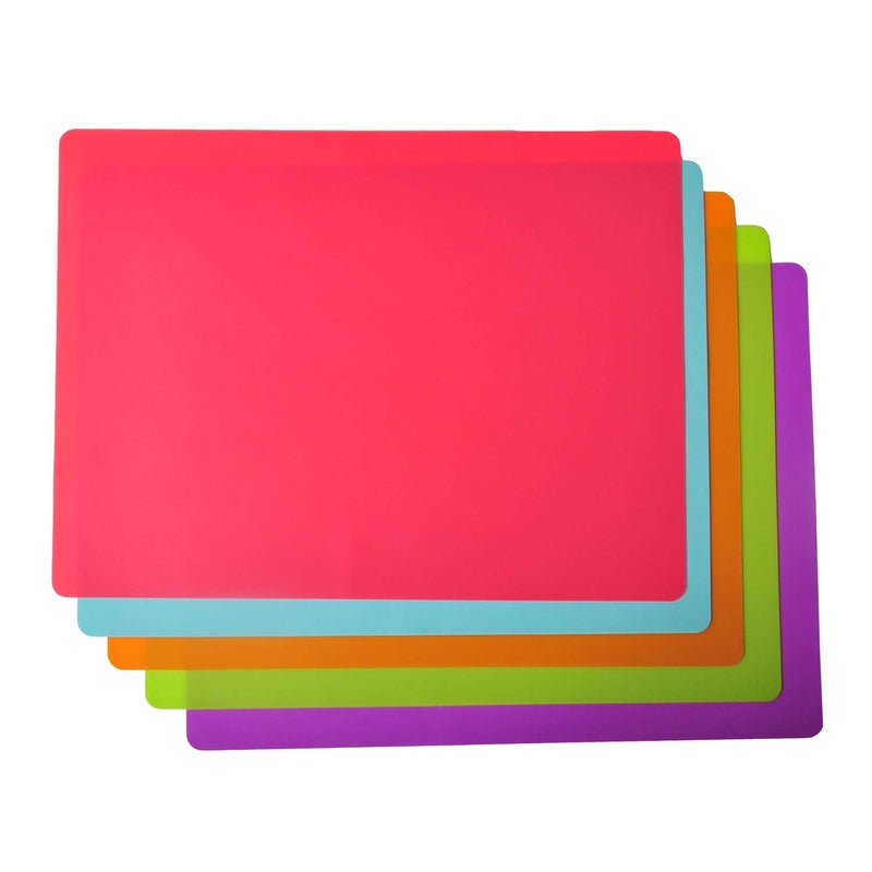 KindGa Placemats for Kids, Silicone Placemat for Dining Kitchen Table, Waterproof Dining Mat for Kids Baby Toddler, Reusable, Easy to Clean (5 Pack) Multicolor - Image 1
