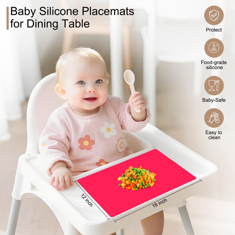 KindGa Placemats for Kids, Silicone Placemat for Dining Kitchen Table, Waterproof Dining Mat for Kids Baby Toddler, Reusable, Easy to Clean (5 Pack) Multicolor - Image 2