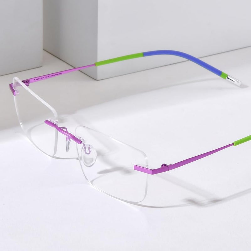FONEX Titanium Glasses Frame,Rimless Frameless Optical Eyewear Eyeglasses for Men and Women F85634 - Image 2
