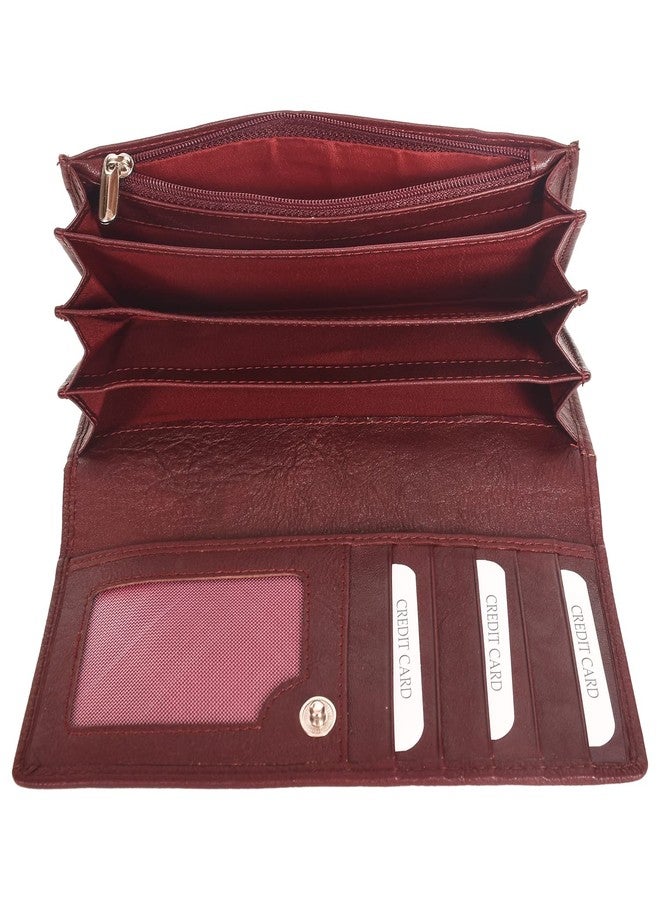 Sassora Genuine Leather Cherry Color RFID Protected Purse (5 Card Holders) - Image 2