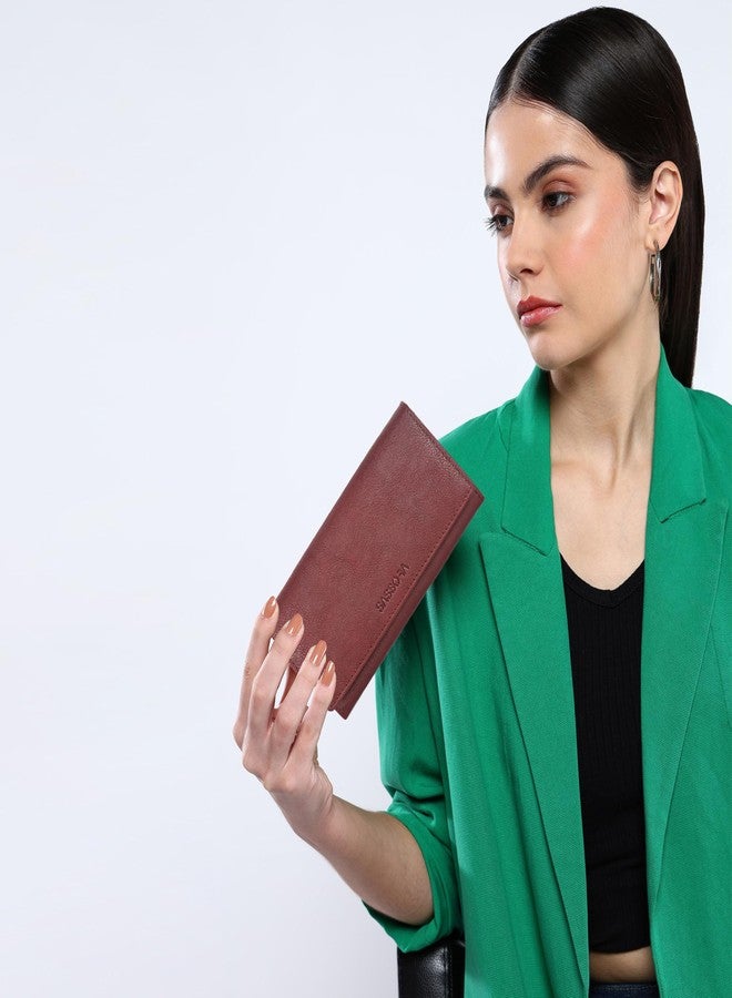 Sassora Genuine Leather Cherry Color RFID Protected Purse (5 Card Holders) - Image 4