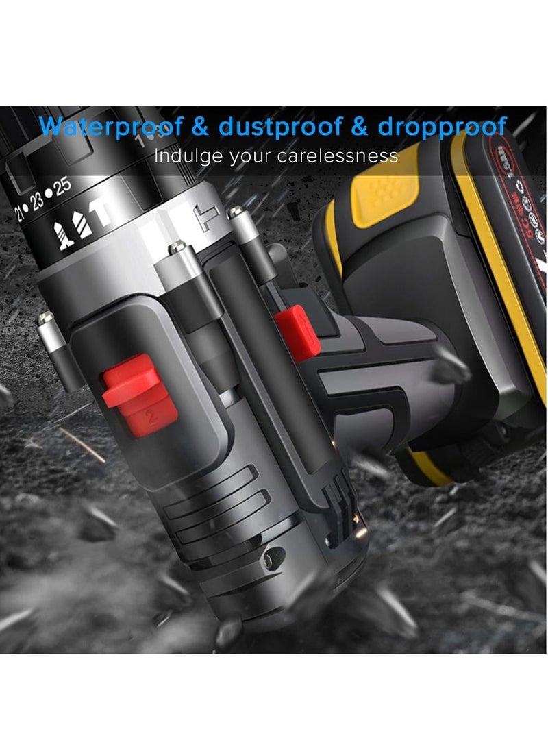 48V Cordless Manual Drill Set,25 Level Torque And Large Capacity Battery, Led Lights For Diy Home Maintenance And Repair