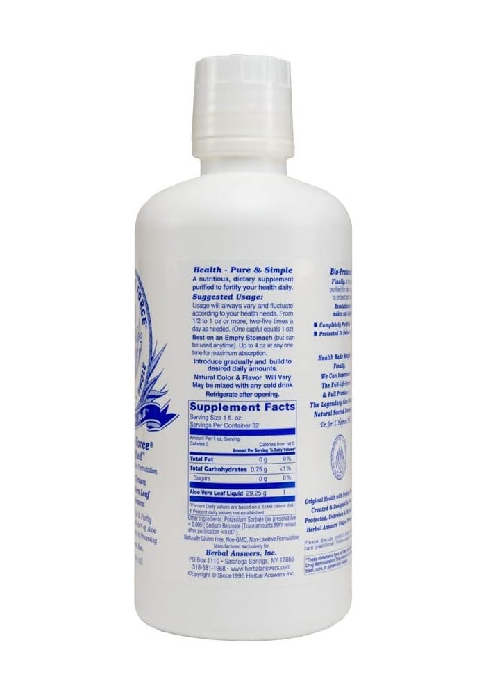 Herbal Answers Pure Aloe Force Liquified Aloe Vera Leaf Dietary Supplement, 32 fl oz (946 ml) - Image 2