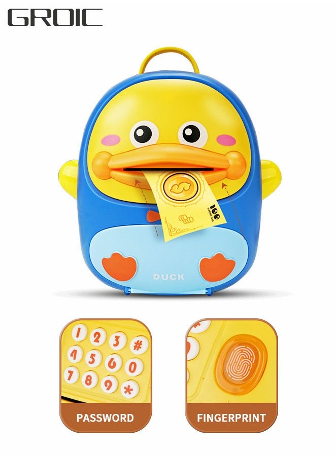 GROIC Electronic Duck Bank Toys, Money Saving Bank/Piggy Bank, Cartoon Backpack Bank Toy with Password & Fingerprint Unlock, Automatic Rolling Cash Toys for Kids  - Image 1