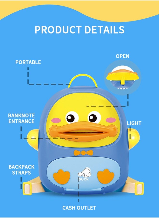 GROIC Electronic Duck Bank Toys, Money Saving Bank/Piggy Bank, Cartoon Backpack Bank Toy with Password & Fingerprint Unlock, Automatic Rolling Cash Toys for Kids  - Image 4
