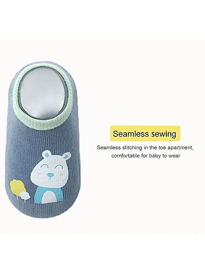 HS Baby Non-Skid Grip Socks Toddler Socks Anti Skid Slipper Crew Socks 3 Pairs, 1-3 Years - Image 2