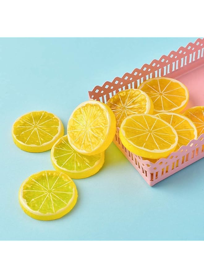 erorex Artificial Lemon Slices Fake Lemon Slice Artificial Fruit Highly Simulation Lifelike Model For Home Party Decoration 20Pcs Yellow + 10Pcs Green - Image 4