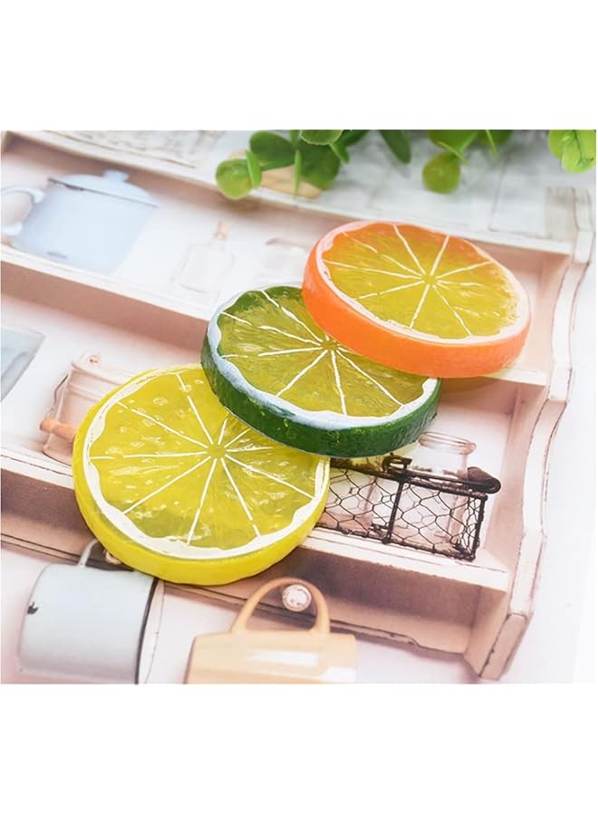 erorex Artificial Lemon Slices Fake Lemon Slice Artificial Fruit Highly Simulation Lifelike Model For Home Party Decoration 20Pcs Yellow + 10Pcs Green - Image 5