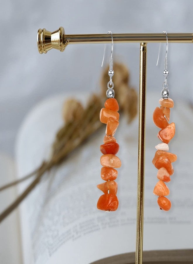KVANU Handmade Bohemian Nature Stone Tassel Dangle Drop Earrings Colorful Crystal Turquoise Hook Earring for Women Statement Jewelry Gifts (Orange) - Image 5