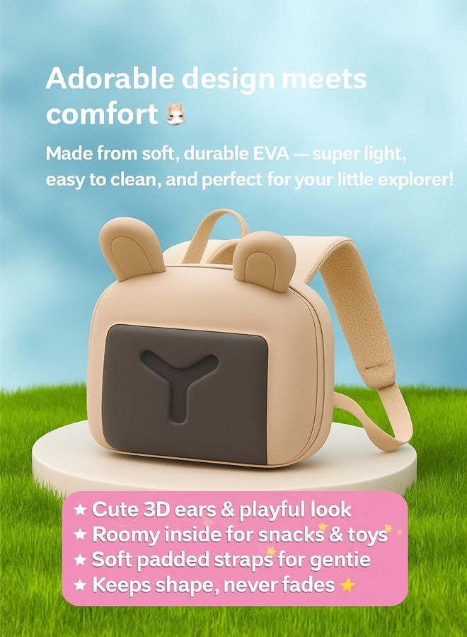AHBHT Cute 3D Silicone Kids Backpack, Waterproof Lightweight School Bag for Toddlers and Preschool, Soft Cartoon Travel Backpack, Beige (3D Silicone Bagpack) - Image 2