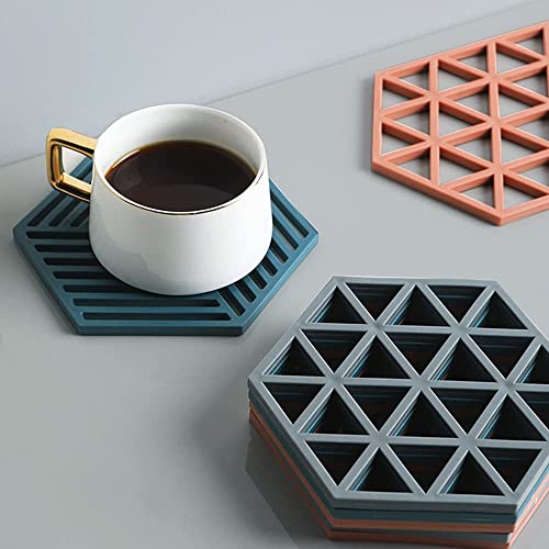 Turbid Silicone Trivet Mats, Non-Slip & Heat Resistant Coasters for Dining Table for Hot Pots, Heat Resistant Pads, Suitable for Pots, Bowls, Dishes, Drinks, Set of 4 (Grey, Hexagon) - Image 3