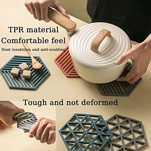Turbid Silicone Trivet Mats, Non-Slip & Heat Resistant Coasters for Dining Table for Hot Pots, Heat Resistant Pads, Suitable for Pots, Bowls, Dishes, Drinks, Set of 4 (Grey, Hexagon) - Image 5