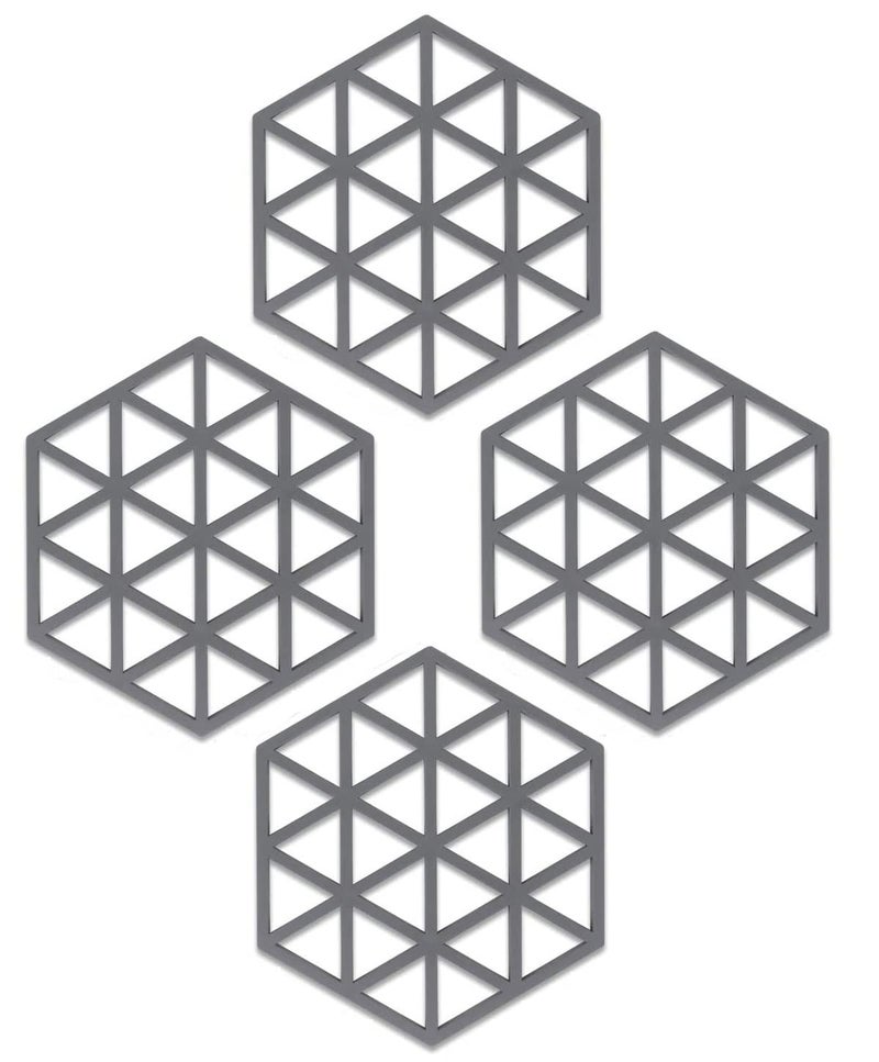 Turbid Silicone Trivet Mats, Non-Slip & Heat Resistant Coasters for Dining Table for Hot Pots, Heat Resistant Pads, Suitable for Pots, Bowls, Dishes, Drinks, Set of 4 (Grey, Hexagon) - Image 1
