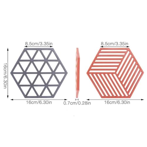 Turbid Silicone Trivet Mats, Non-Slip & Heat Resistant Coasters for Dining Table for Hot Pots, Heat Resistant Pads, Suitable for Pots, Bowls, Dishes, Drinks, Set of 4 (Grey, Hexagon) - Image 2