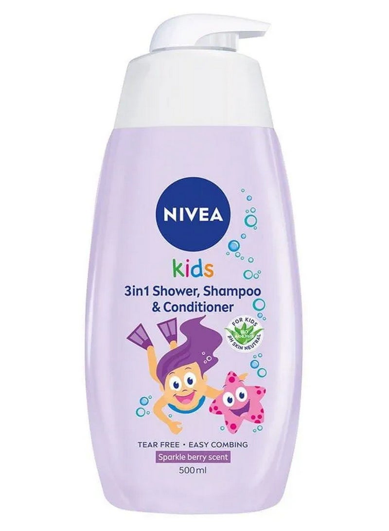 Nivea 3 In 1 Shower Gel Shampoo And Conditioner For Kids 500 ML - Image 1