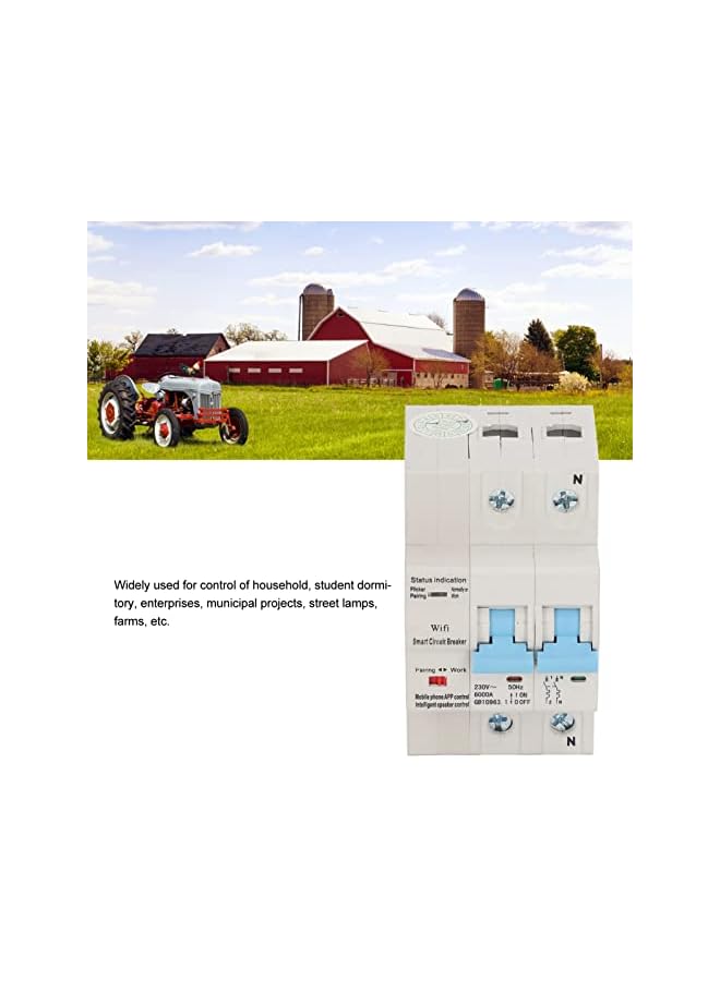 promass Wifi Circuit Breaker, DIN Rail Installation AC230V 2P Smart Circuit Breaker Timing Delay Function for Enterprises (32A) - Image 4