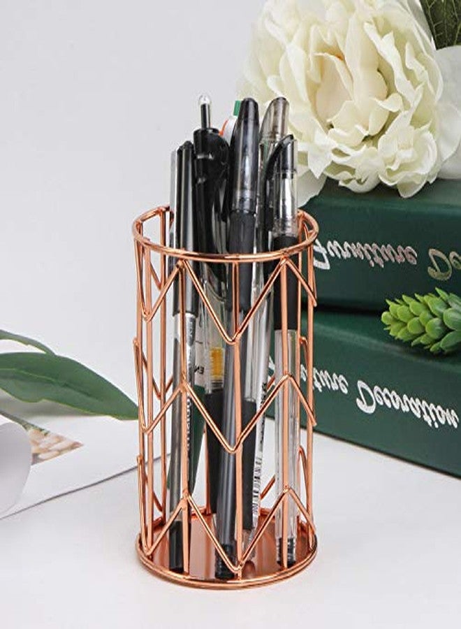 HSYMQ Pen Holder for Desk, Make Up Brush Holder Rose Gold Metal Wire Pencil Cup Holders - Image 5