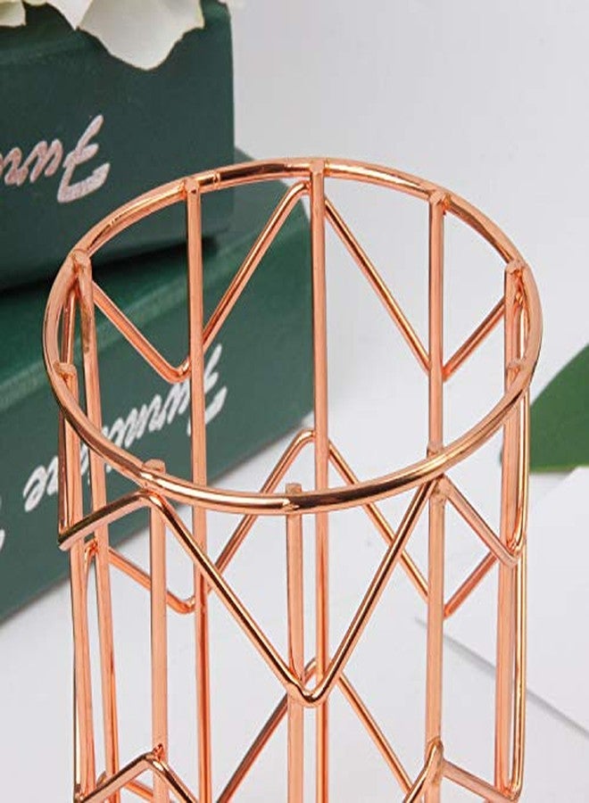 HSYMQ Pen Holder for Desk, Make Up Brush Holder Rose Gold Metal Wire Pencil Cup Holders - Image 3