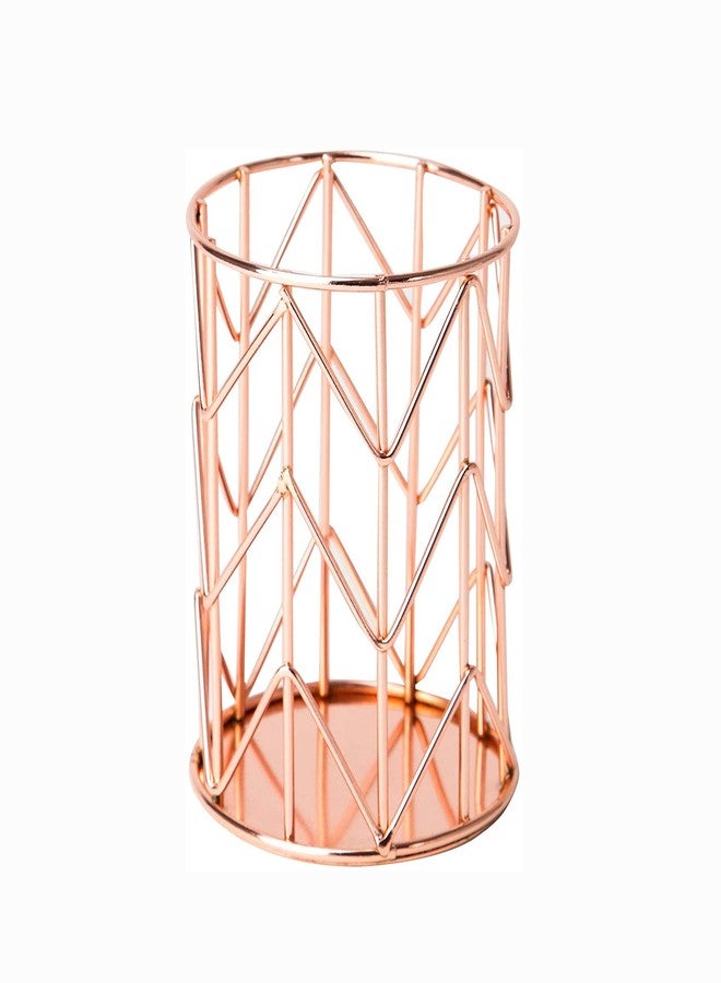 HSYMQ Pen Holder for Desk, Make Up Brush Holder Rose Gold Metal Wire Pencil Cup Holders - Image 1