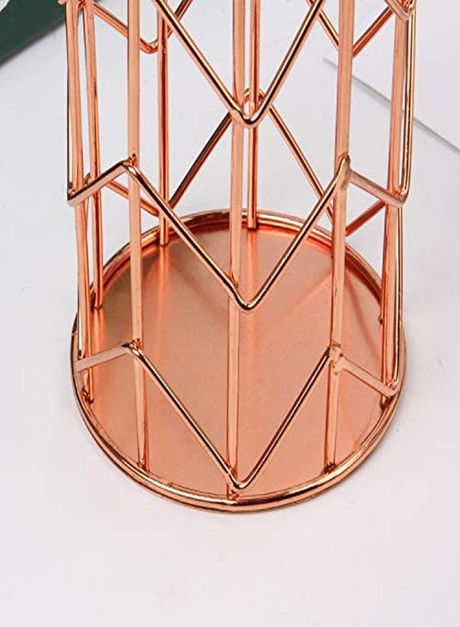 HSYMQ Pen Holder for Desk, Make Up Brush Holder Rose Gold Metal Wire Pencil Cup Holders - Image 4