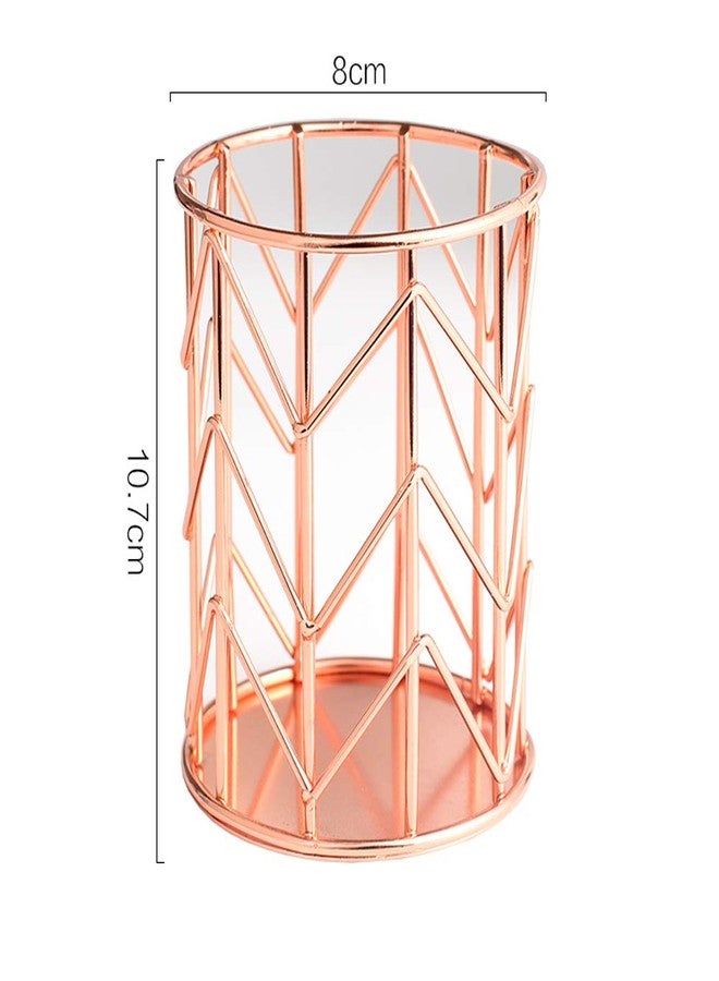 HSYMQ Pen Holder for Desk, Make Up Brush Holder Rose Gold Metal Wire Pencil Cup Holders - Image 2