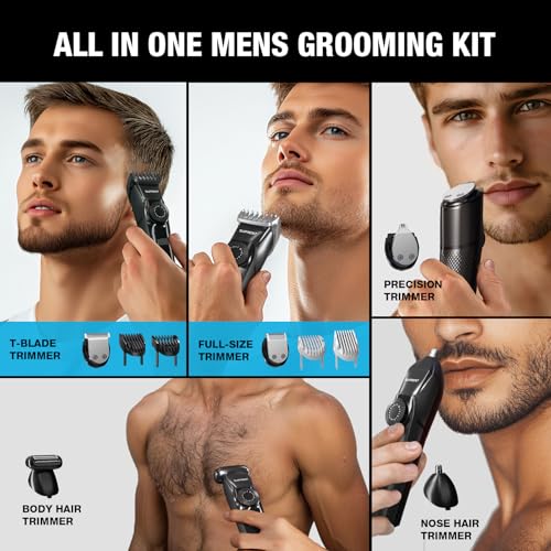 SUPRENT Beard Trimmers for Men AllinOne Mens Grooming Kits with 40 Precision DialsWaterproof Adjustable Trimmers for Hair Beard Face Nose Body USBC Rechargeable 35H Running Time Black - Image 3