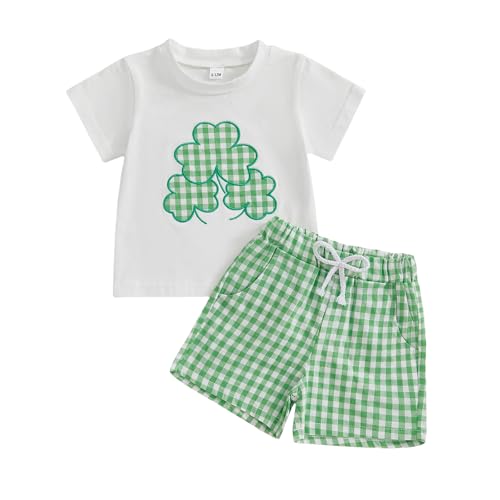 Gureui St Patricks Day Baby Boy Outfit Short Sleeve T Shirt Shorts Toddler Infant Spring Summer Clothes A White 1218 Months - Image 1