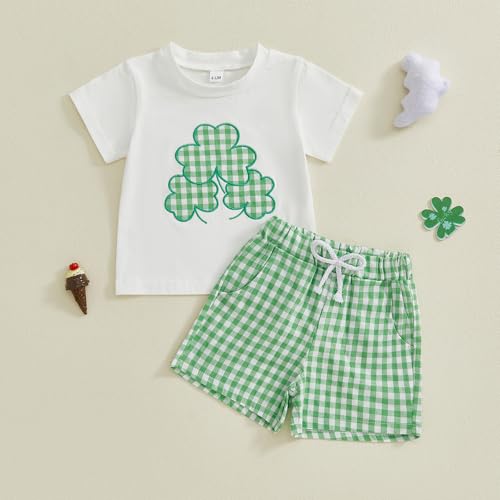 Gureui St Patricks Day Baby Boy Outfit Short Sleeve T Shirt Shorts Toddler Infant Spring Summer Clothes A White 1218 Months - Image 3
