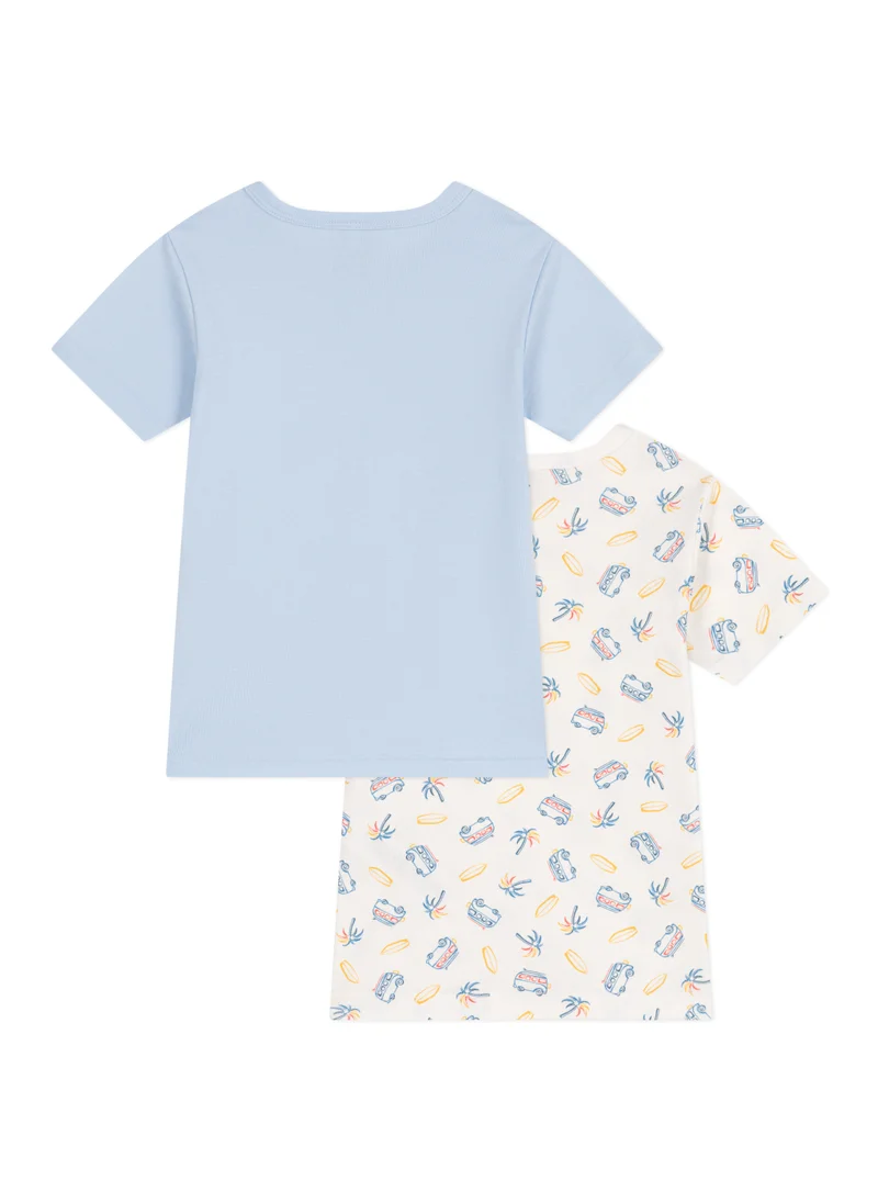 Petit Bateau Children's short-sleeved van print cotton T-shirts - 2-Pack