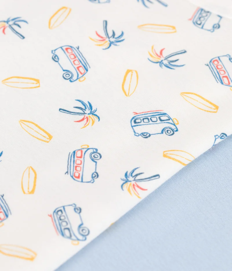 Petit Bateau Children's short-sleeved van print cotton T-shirts - 2-Pack