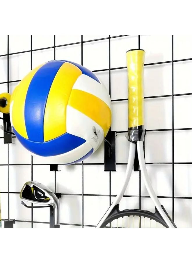 4 قطع خطافات ثقيلة من الحديد الزهر لشبكة الحائط، تخزين المعدات الرياضية المثبتة على الباب - Image 2