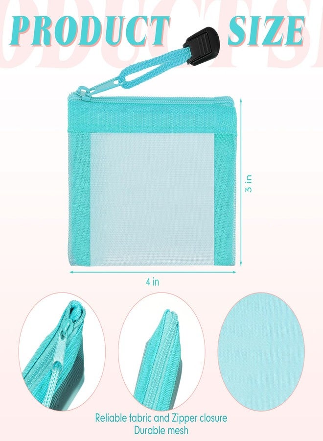 Jexine 24 Pcs Mini Zipper Mesh Bags Lipstick Cosmetic Accessories Organizer Nylon Makeup Zipper Pouch Small Cosmetic Bag for Purse Beauty Mesh Travel Pouch for Women(4 x 3 Inch,Bright Color) - Image 2