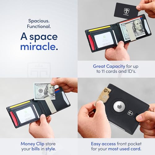 TRAVANDO AirTag* Wallet Mens Wallet with Money Clip Air Tag Wallet Card Holder RFID Blocking Bifold Gifts for Men - Image 4