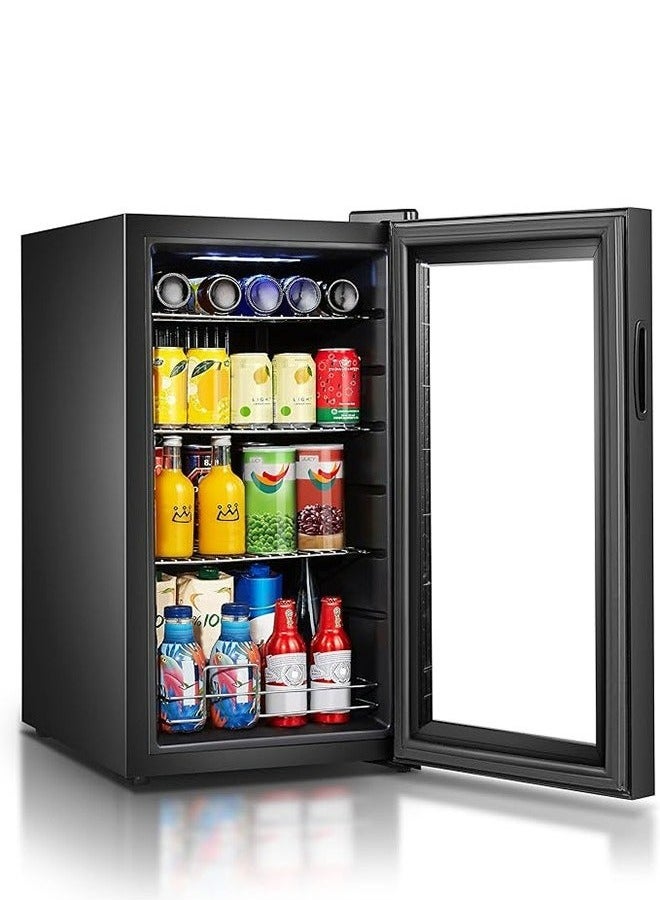 Arrow 90L Glass Door Cooling Refrigerator, 2 Cu. Ft. Capacity with Full Glass Black Panel, Recessed Handle, 3 Wire Shelves, Interior Light, Mechanical Temperature Control, Fan Cooling, and Inside Condenser | Model No: RO-110SCK - Image 2