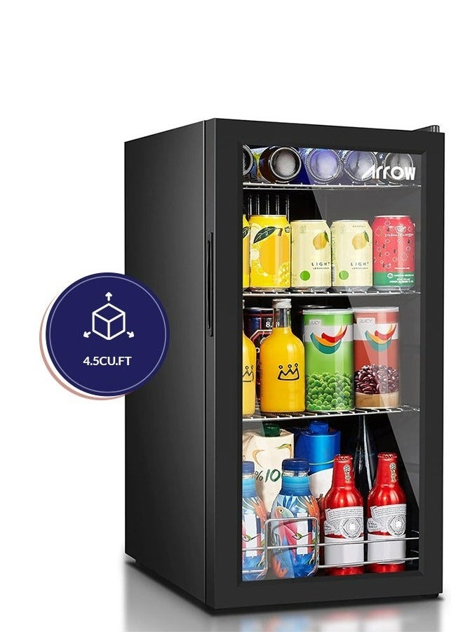 Arrow 90L Glass Door Cooling Refrigerator, 2 Cu. Ft. Capacity with Full Glass Black Panel, Recessed Handle, 3 Wire Shelves, Interior Light, Mechanical Temperature Control, Fan Cooling, and Inside Condenser | Model No: RO-110SCK - Image 3