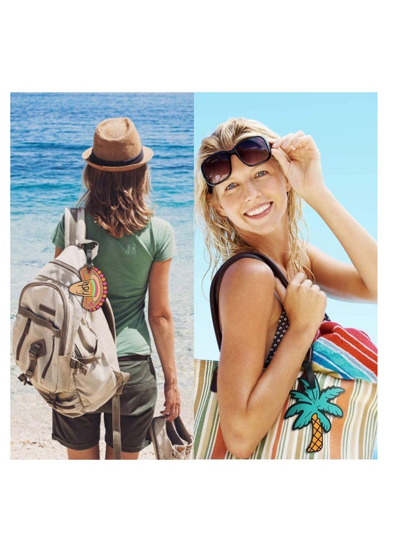 Unique Design: The beach series features 8 distinct styles, including various sunglasses and designs like a straw hat and pineapple, ensuring your luggage stands out easily. - Image 2