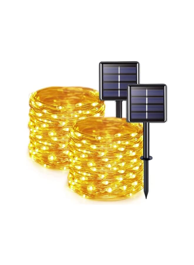 The Bros Solar String Lights, Each 2-Pack 22m 200 LED Fairy Lights, Super Bright Waterproof Solar Fairy Lights, 8 Modes Solar Outdoor String Lights for Garden Tree Patio Party (Warm White) - Image 2