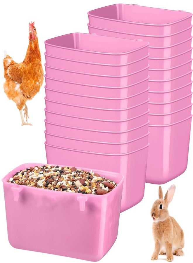 زهاو مجموعة من 20 كوبًا لأقفاص الطيور من زيهو، أكواب لتغذية وسقي الدجاج، وعاء تغذية حمام بلاستيكي سعة 18 أونصة، وعاء ماء معلق للديك والدجاج والأرانب والدواجن (وردي) - Image 1