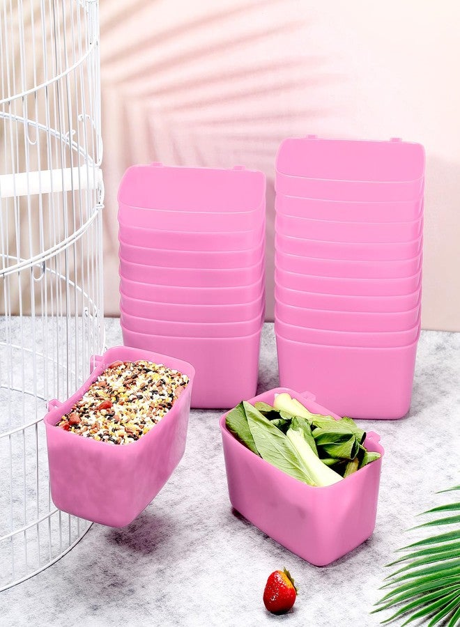 زهاو مجموعة من 20 كوبًا لأقفاص الطيور من زيهو، أكواب لتغذية وسقي الدجاج، وعاء تغذية حمام بلاستيكي سعة 18 أونصة، وعاء ماء معلق للديك والدجاج والأرانب والدواجن (وردي) - Image 2