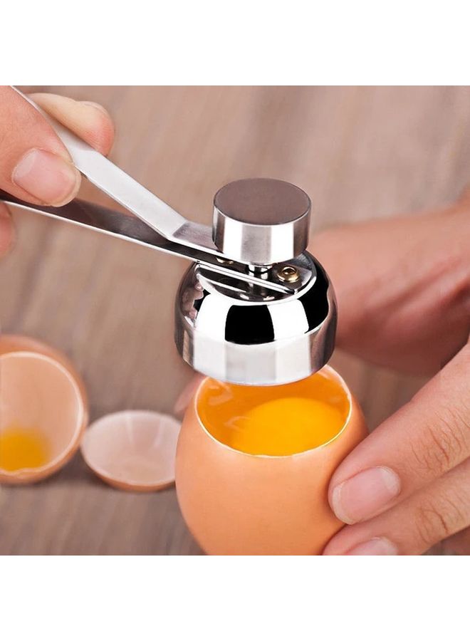 Silvery Stainless Steel Egg Topper Cutter Portable Serrated Edge Opener For Boiled And Raw Eggs - Image 1
