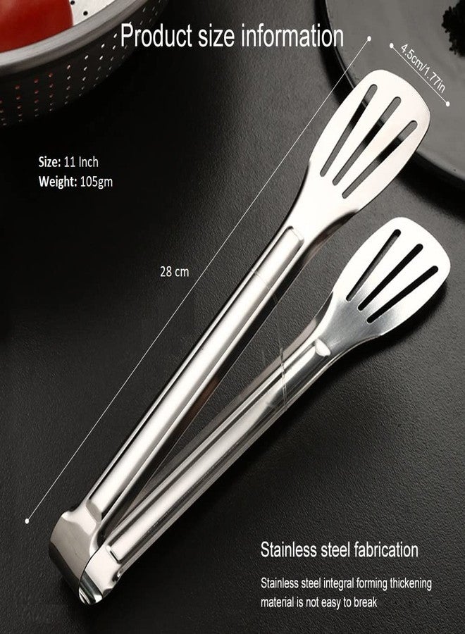 MobFest® Stainless Steel Kitchen Food Tongs for Cooking, Frying, Grilling, Barbecue, Serving Salads with Vinyl Coated Handle for Easy Grip, 11 Inch (1) - Image 2