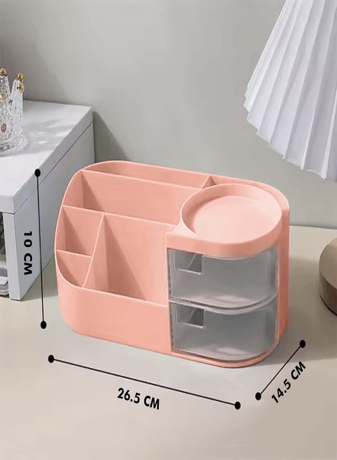 SCALER Makeup Organiser Cosmetic Makeup Lipstick Storage Box with Drawer Plastic Case Holder Skin Care Products for Dressing Table (PINK) - Image 4