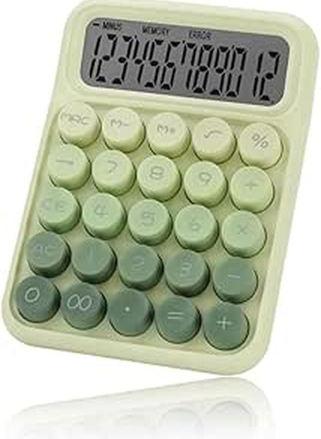 Green Desktop Mechanical Calculator with 12 Digits Large LCD Display and Cute Big Buttons - Image 1