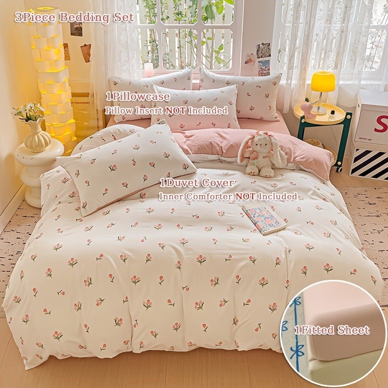 bedding: 1 Printed Duvet Cover + 2 Pillowcases + 1 Bed Sheet, Wrinkle-Textured All-Season Bedding (Excluding Pillow And Duvet Inserts) - Image 4