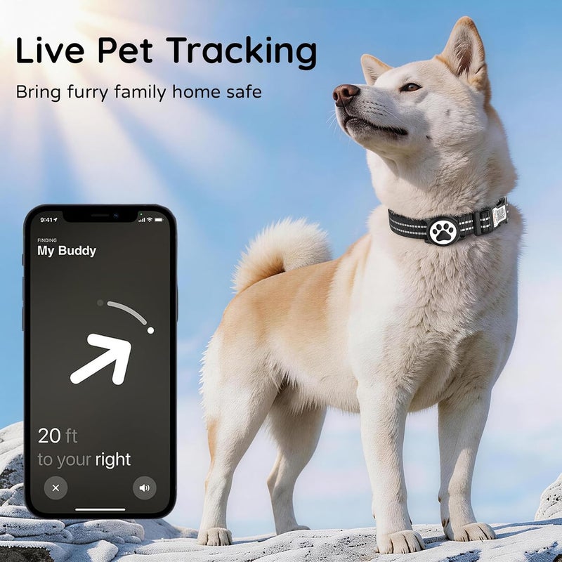 عقدة كلب AirTag، حامل لجهاز Apple AirTag مقاوم للماء بمعيار IP69، مناسبة لعقد الكلاب المرايعة، مع تصاميم تحتوي على رمز QR وبيانات شخصية (لون أسود، حجم كبير) - Image 5