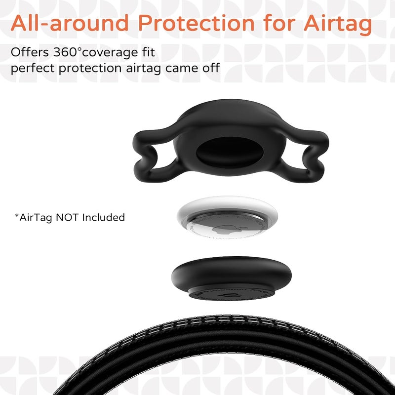 عقدة كلب AirTag، حامل لجهاز Apple AirTag مقاوم للماء بمعيار IP69، مناسبة لعقد الكلاب المرايعة، مع تصاميم تحتوي على رمز QR وبيانات شخصية (لون أسود، حجم كبير) - Image 2