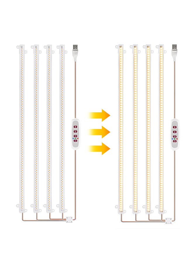 Generic LED Plant Grow Light Strips 8W 168LED 4000K 169.2lm Bright Grow Lamp with 8H/12H/16H Timer 5 Dimmable Brightness Growth Light for Green House Hydroponics Succulent 4 Bars  - Image 1