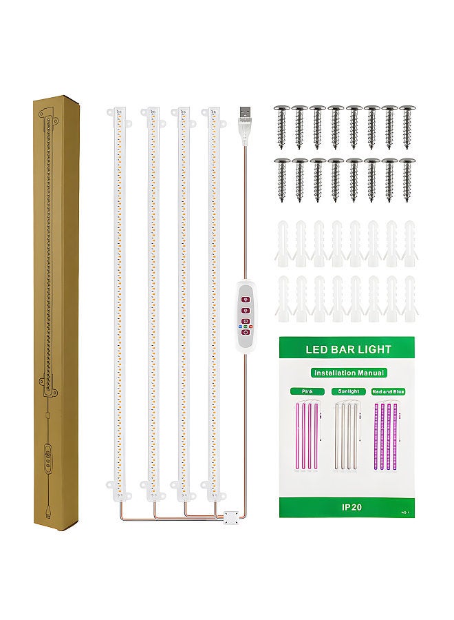 Generic LED Plant Grow Light Strips 8W 168LED 4000K 169.2lm Bright Grow Lamp with 8H/12H/16H Timer 5 Dimmable Brightness Growth Light for Green House Hydroponics Succulent 4 Bars  - Image 5